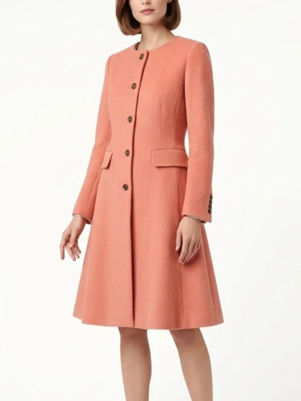 J CREW Collection Wool Alpaca Coat Classic Preppy size 2 Peach A-line Peplum - Picture 13 of 13